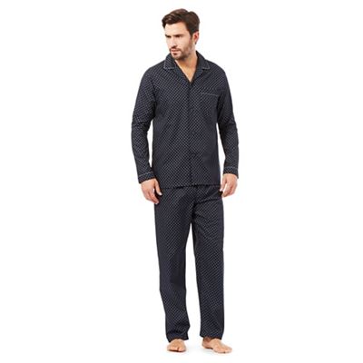 J by Jasper Conran Big and tall designer navy geometric cotton pyjama set
